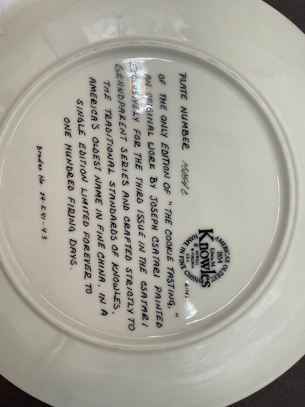 Thumbnail: 10" Plate - "The Cookie Tasting" - 3rd in the Csatari Grandparents Series