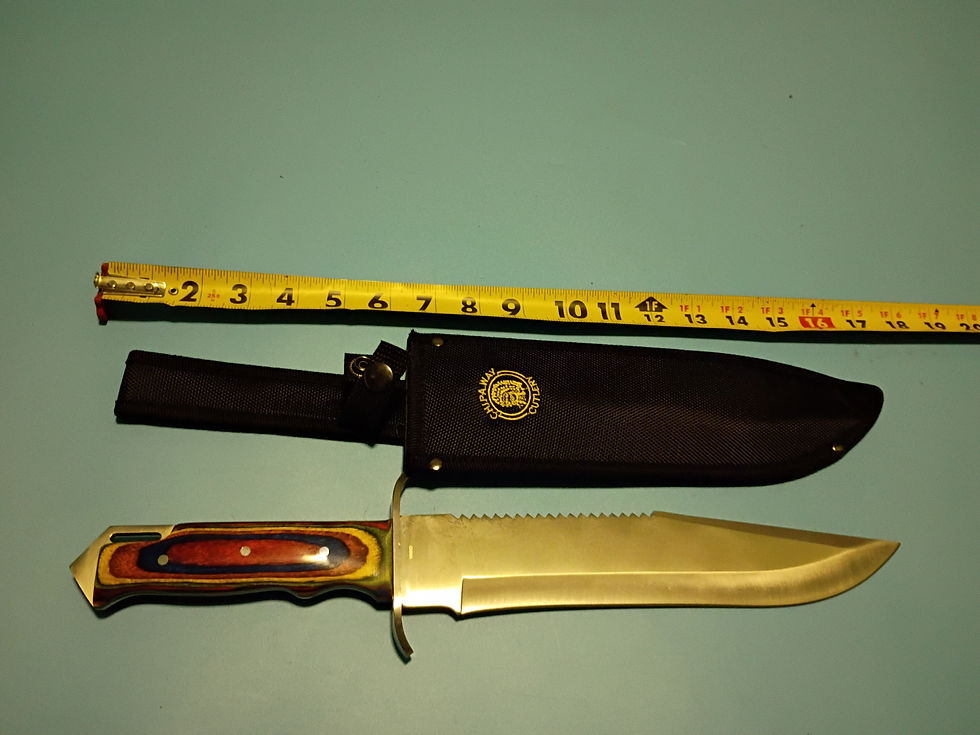 Thumbnail: 15"  Bowie - Satin stainless blade-frost wood handle -1680D nylon sheath
