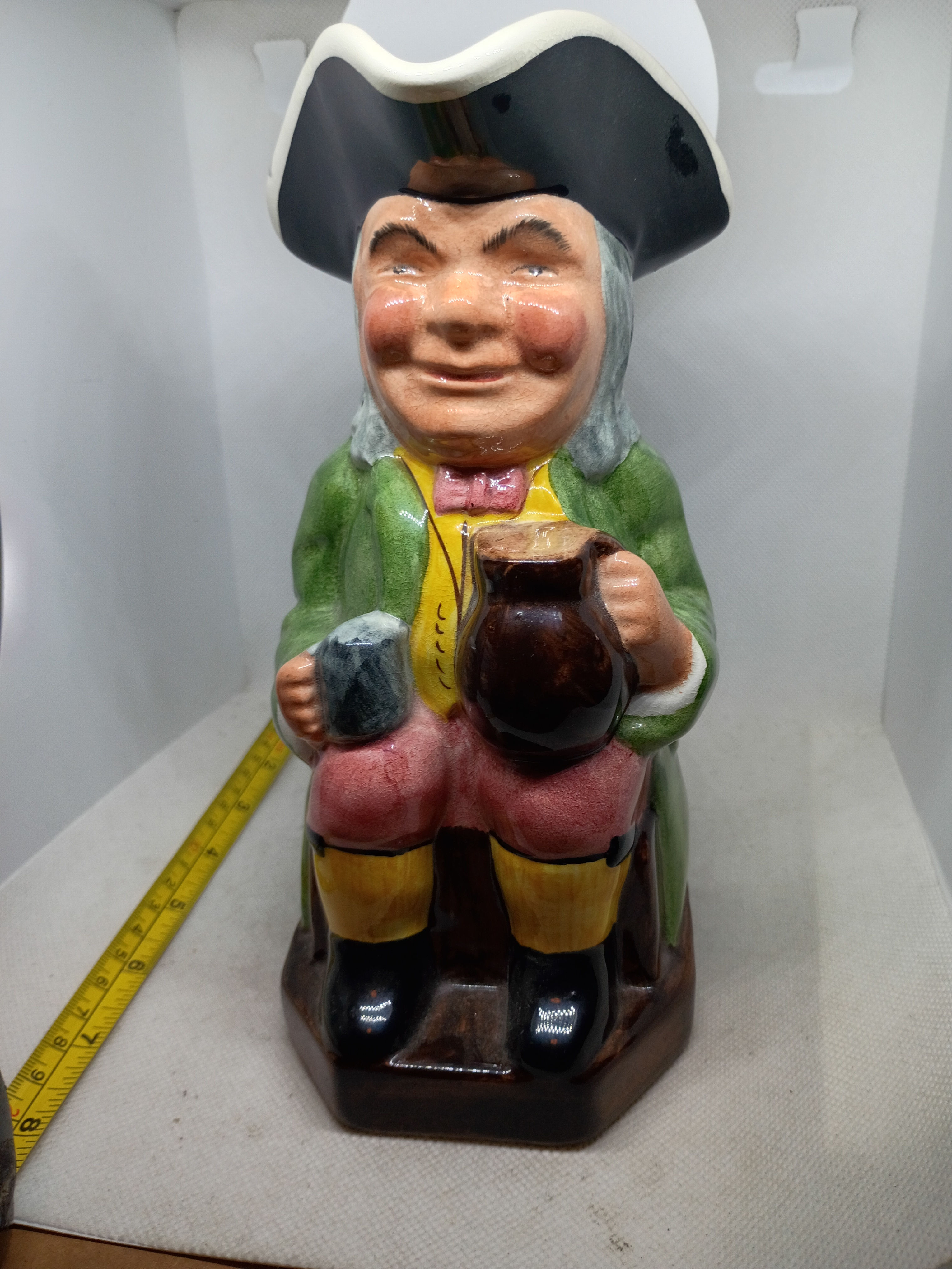 Vintage hand-painted ceramic "Old Toby" full-body character jug or pitcher