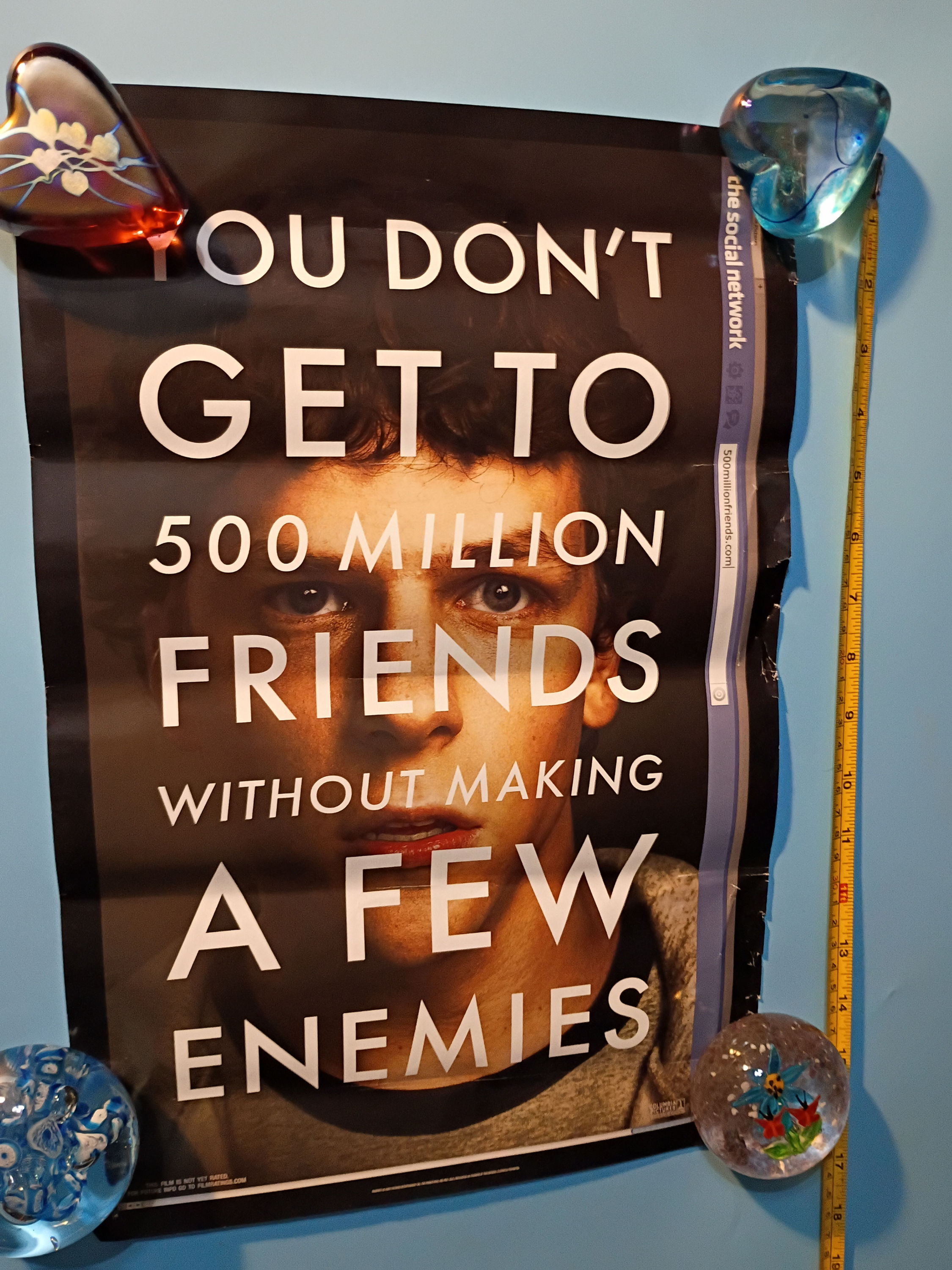 Approx. 11"x 17" Movie poster- "You Dont Get To 500 Million Friends Without ...