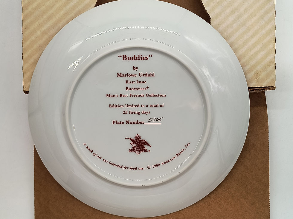 Thumbnail: 8" plate- "Buddies" by Marlowe Urdahl 1st issue in Man's Best Friends collection