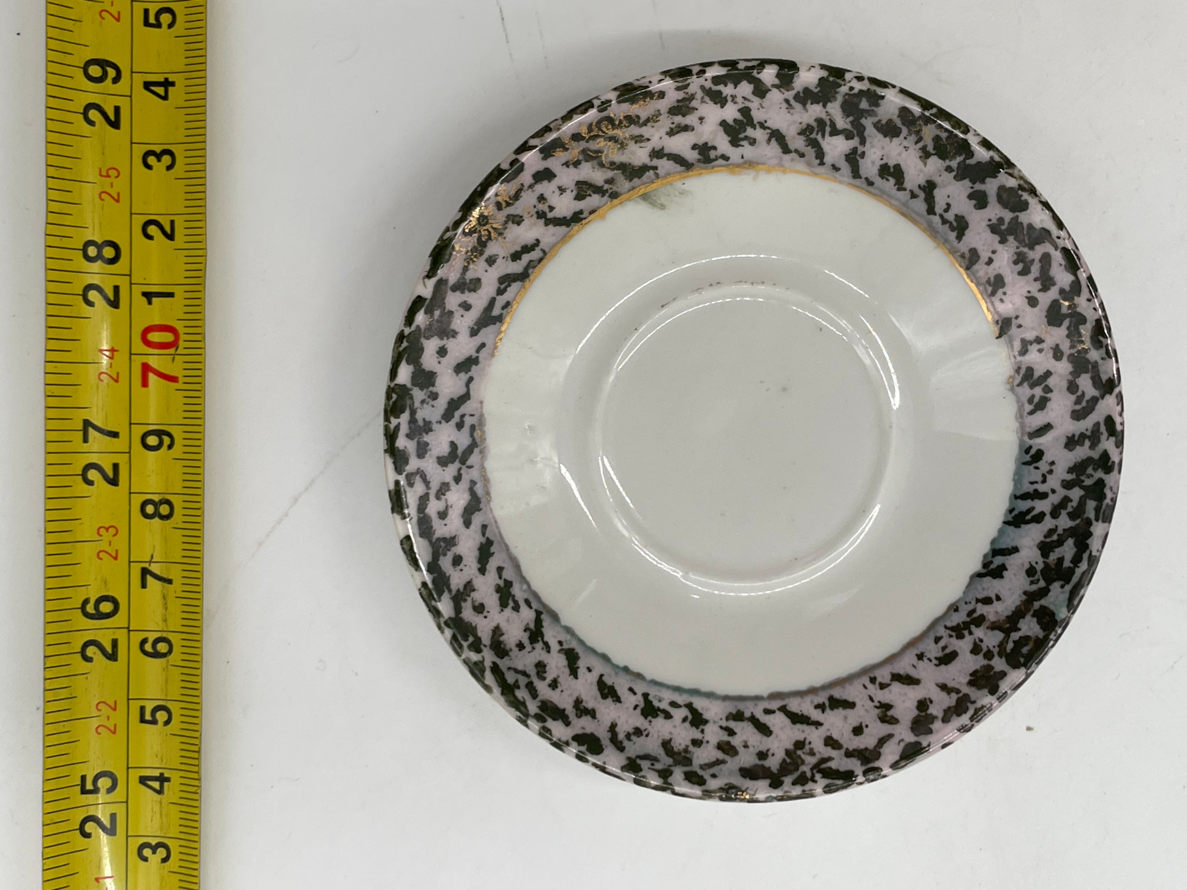 4" saucer - Vintage saucer- No makers mark, leopard print rim