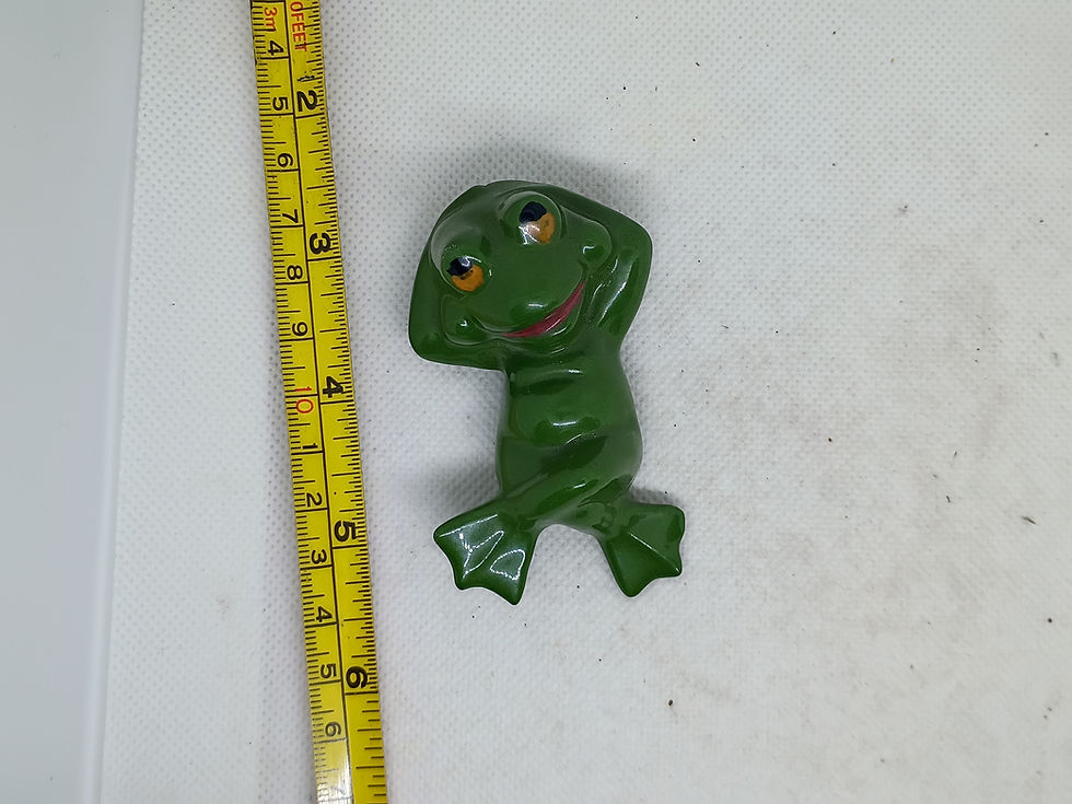 Thumbnail: 3" long - green ceramic frog figurine