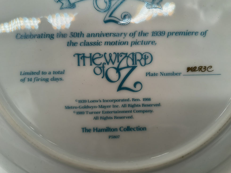 Thumbnail: 9.5" plate-"The Wizard of OZ" 50th Anniversary Plate- The Hamilton Collection