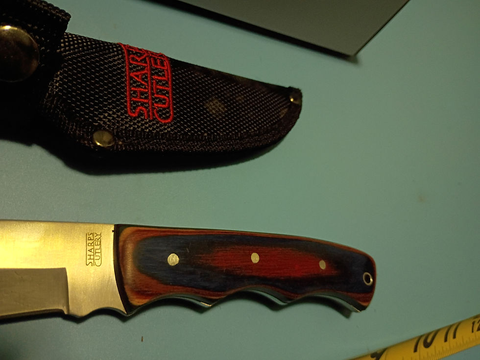 Thumbnail: 9" Bowie -stainless blade -red and black- pakawood handle-1680D Nylon Sheath