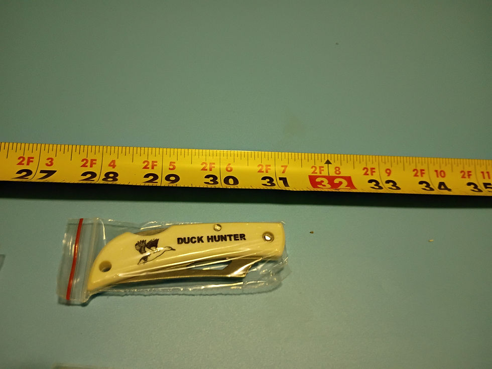 Thumbnail: Approx 5" open -Folding knife- stainless steel blade- plastic handle Duck Hunter
