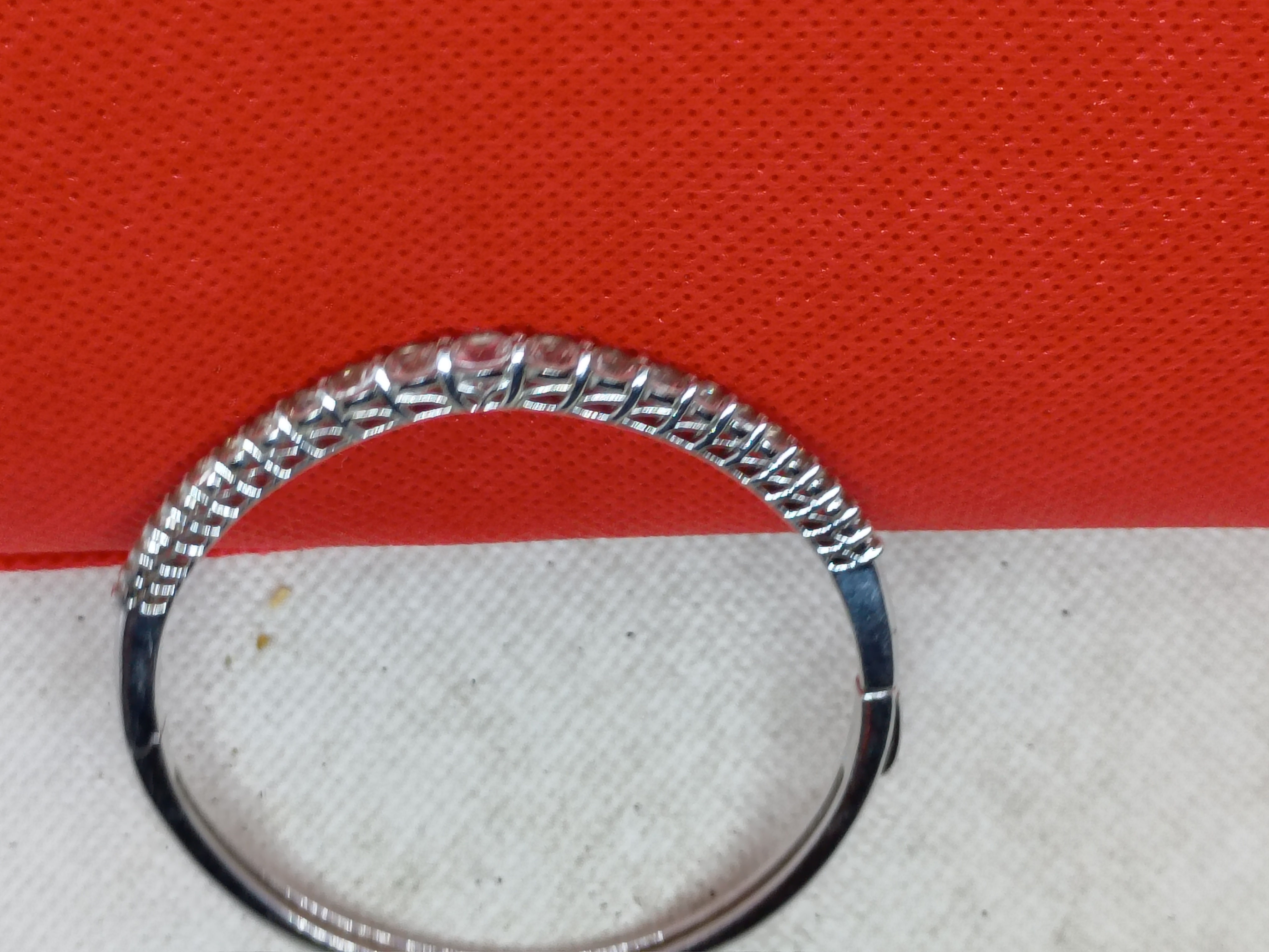 3" 925 Sterling silver graduated gemstone hinged bangle bracelet