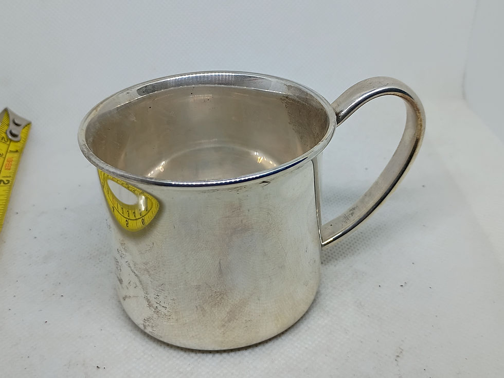 Thumbnail: 3" vintage Lundt sterling silver baby cup - 61g