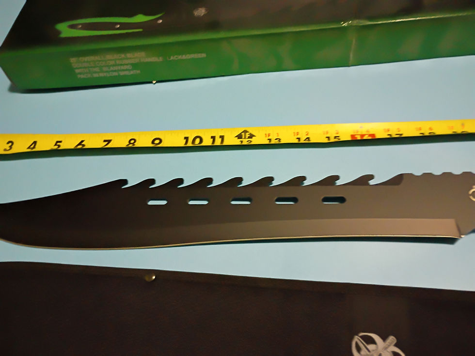 Thumbnail: 25" Black blade -  black and green rubber handle  - nylon sheath -TacAssault
