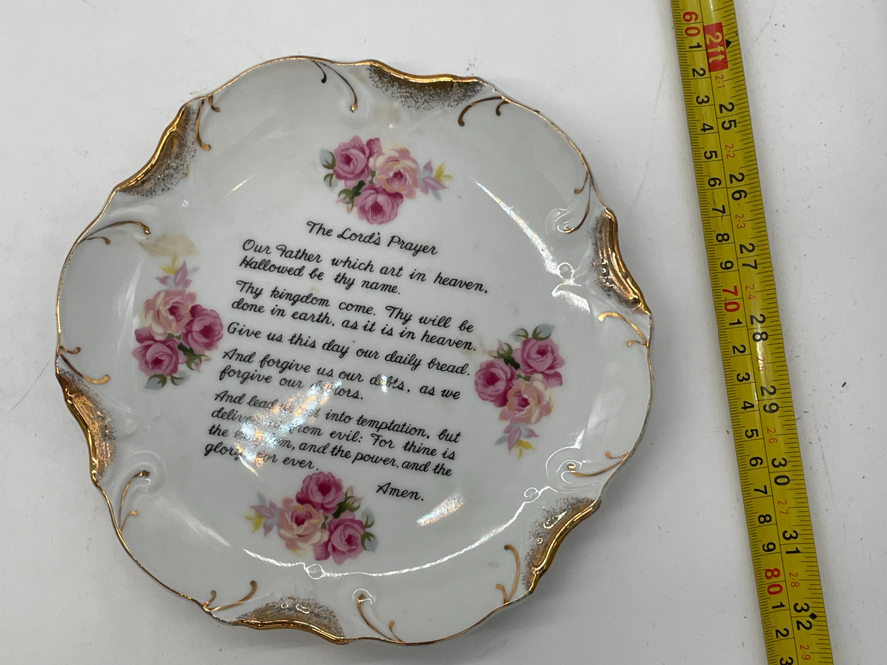 8" plate- Vintage plate- " The Lords Prayer Plate" 18 kt Gold trim - Japan