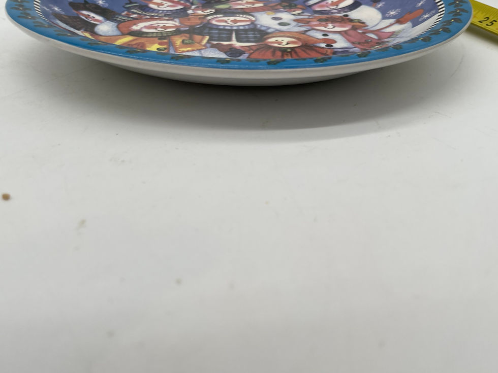 Thumbnail: 8" plate - Vintage plate or low profile bowl- no marking, Snowman themed