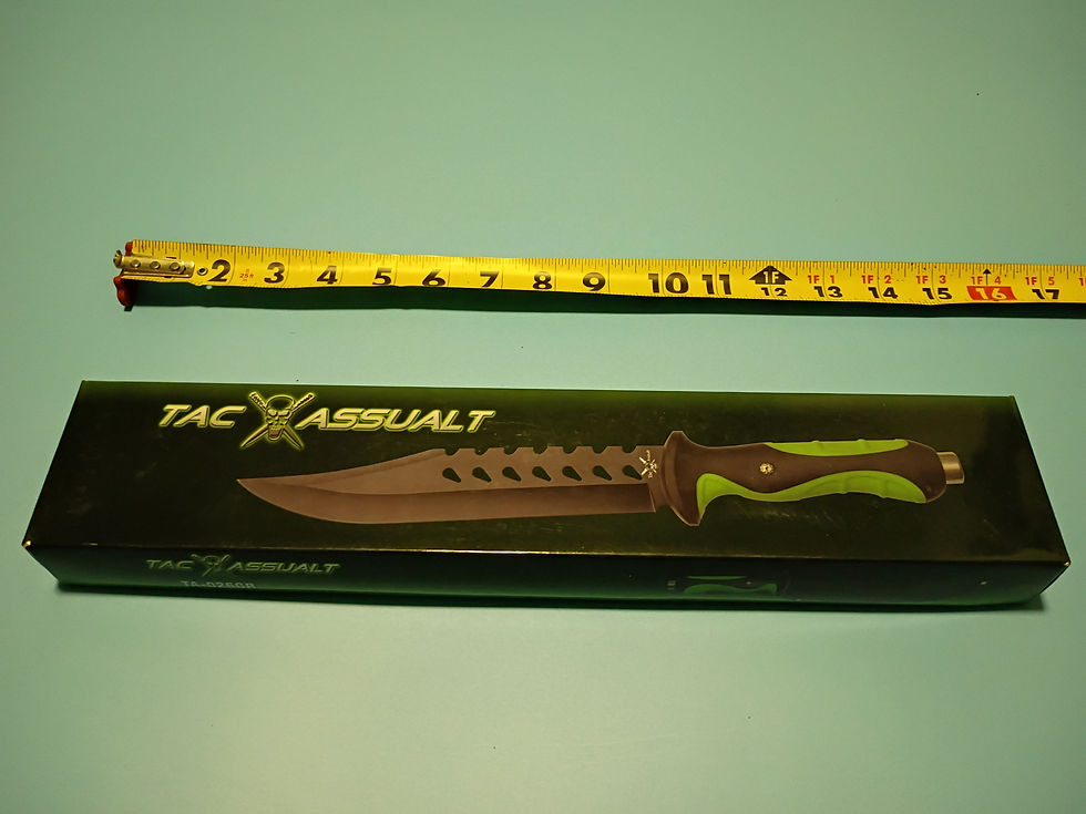 Thumbnail: 13" Black Stainless Steel blade - Green and black rubber Handle- Nylon sheath 