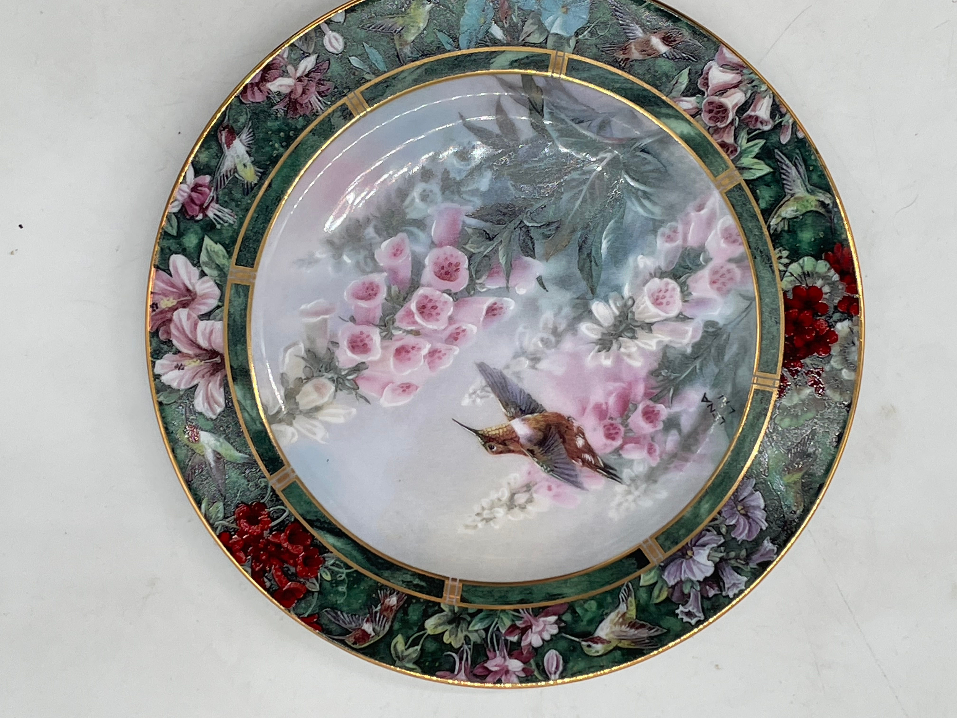 8" Plate "Then Rufous Hummingbird" 4th issue in Hummingbird Treasury by Lena Liu