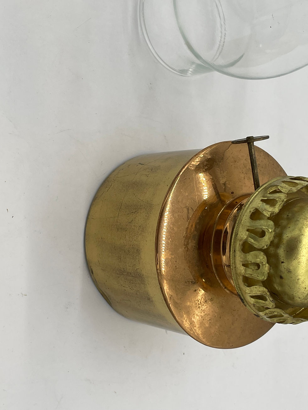 Thumbnail: 6" brass oil lamp with handle-   with chimney 