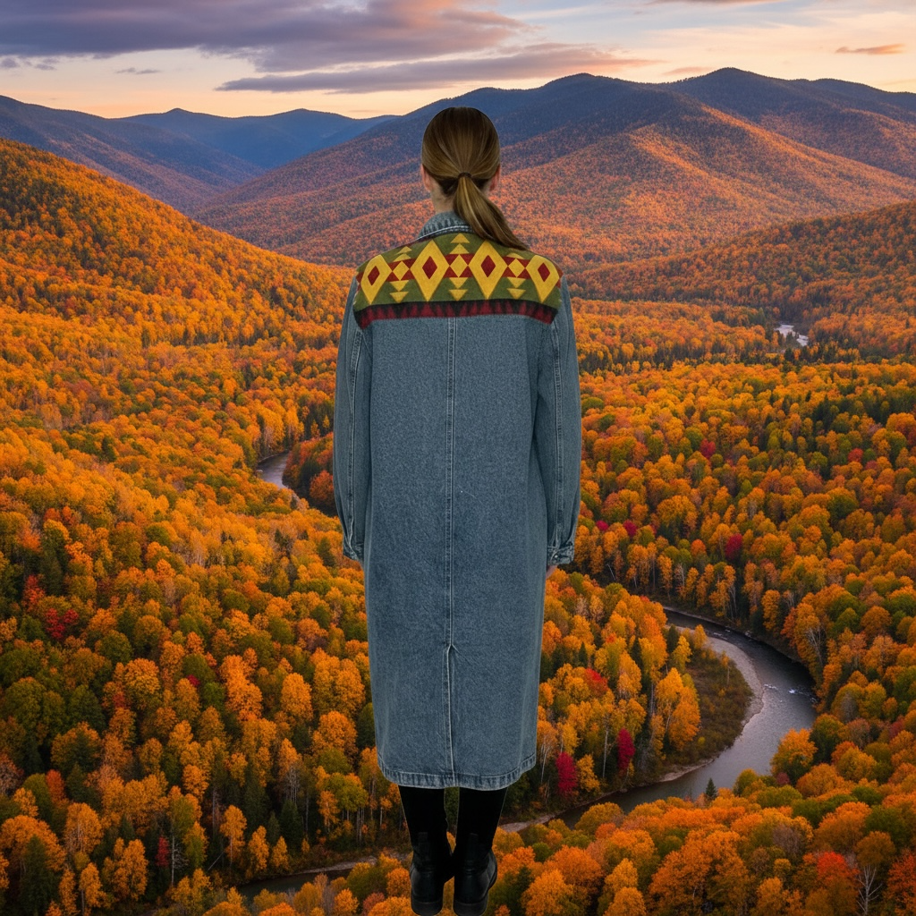 Ladies Denim Trench Coat - Multi Point