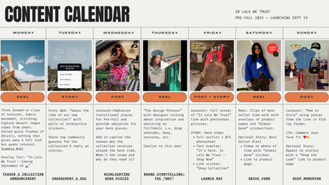 IN LALA WE TRUST LAUNCH WEEK CALENDAR