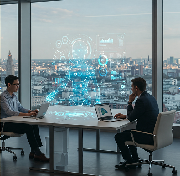 A picture of two investors working with AI