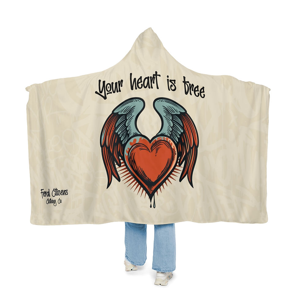 Your Heart Is Free - Heart Wings - Hooded Blanket