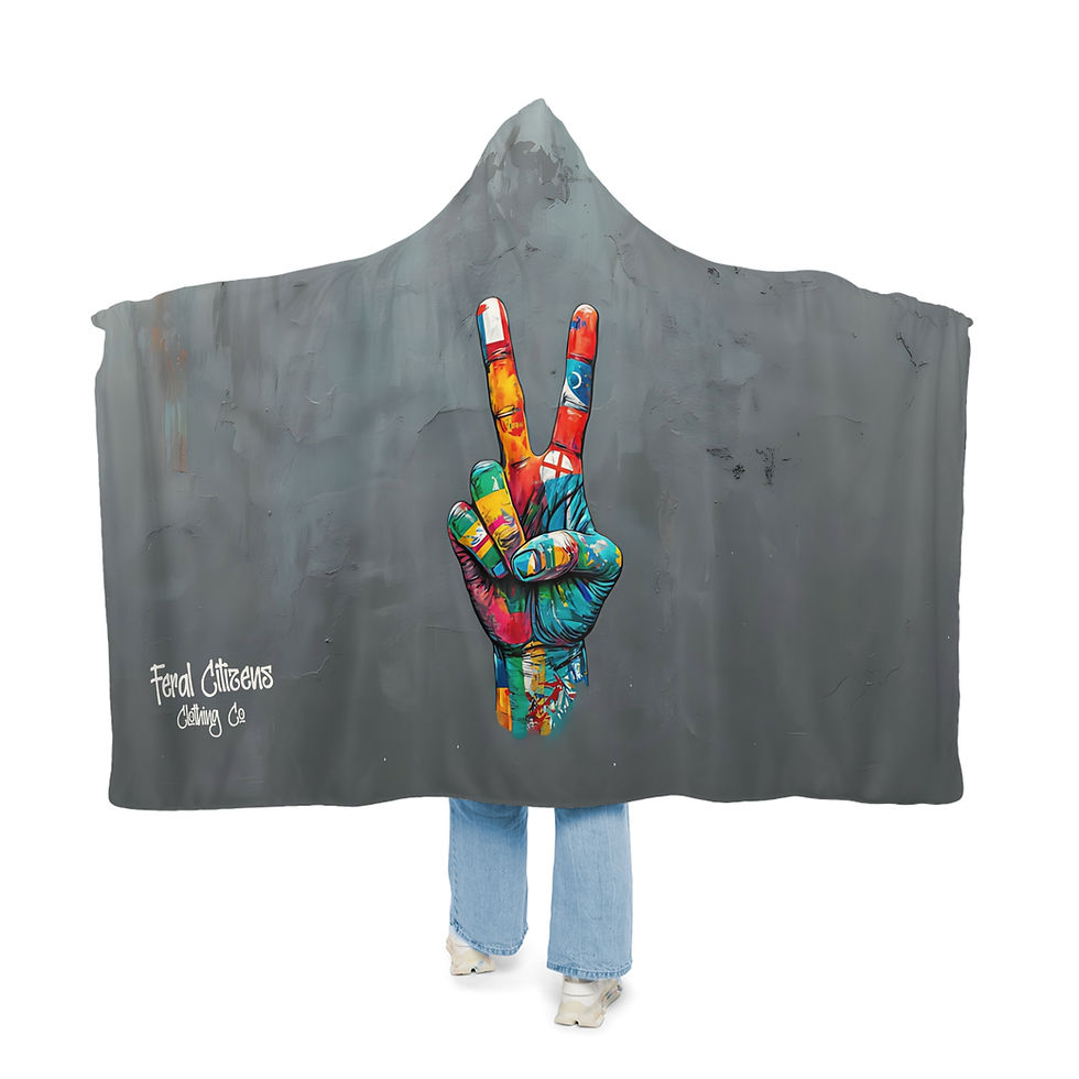 Hand Peace Sign - Hooded Blanket