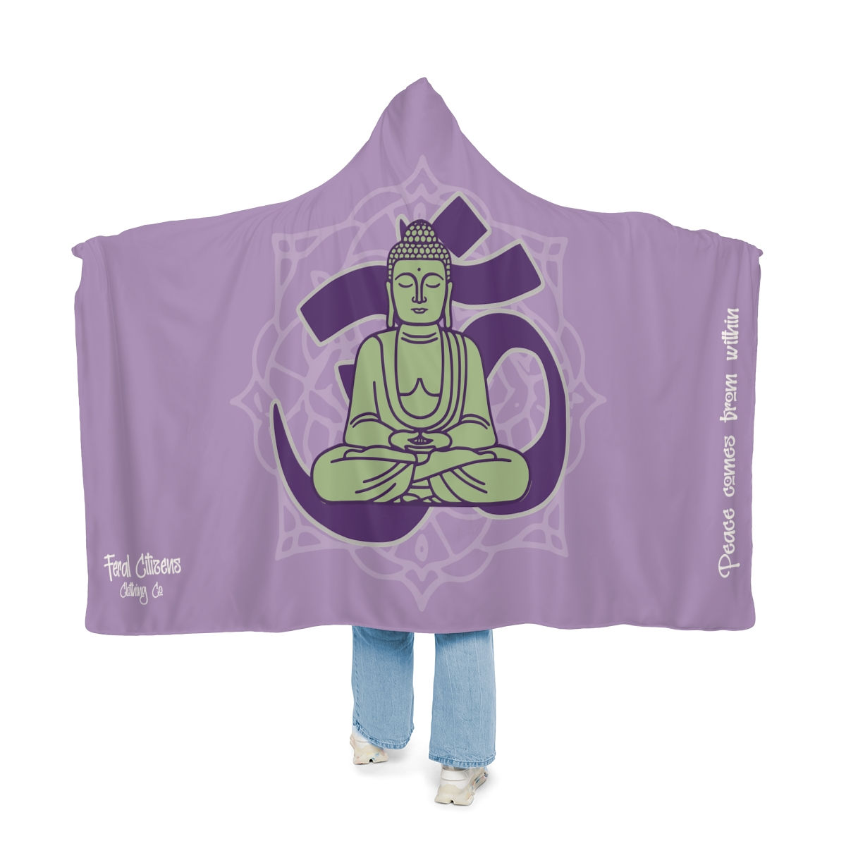 Meditating Buddha Purple - Hooded Blanket