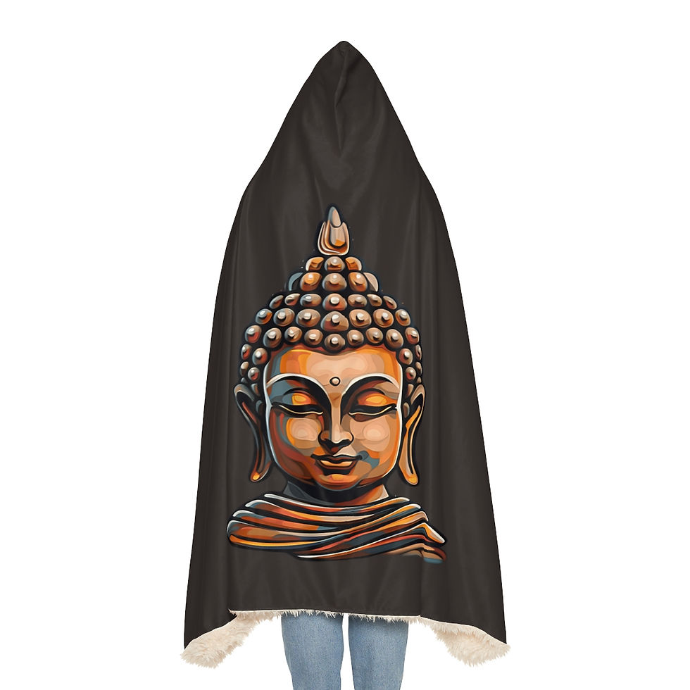 Thumbnail: Buddha Head Brown - Hooded Blanket