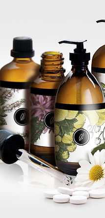 Herbal Bottles and Flowers