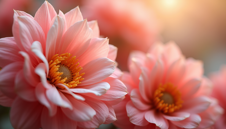 Close-up van zijden bloemen met realistische textuur