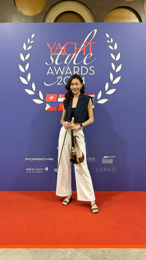 Singapore electric violinist Jocelyn Ng performs at the inaugural Yacht Style Awards in One15 Marine