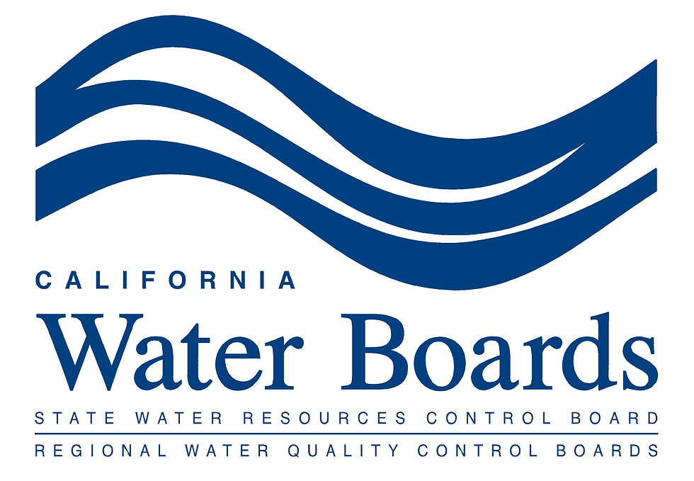 Blue and white logo of California State Water resources board.