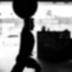 Black and white silhouette of man lifting free weights over his head
