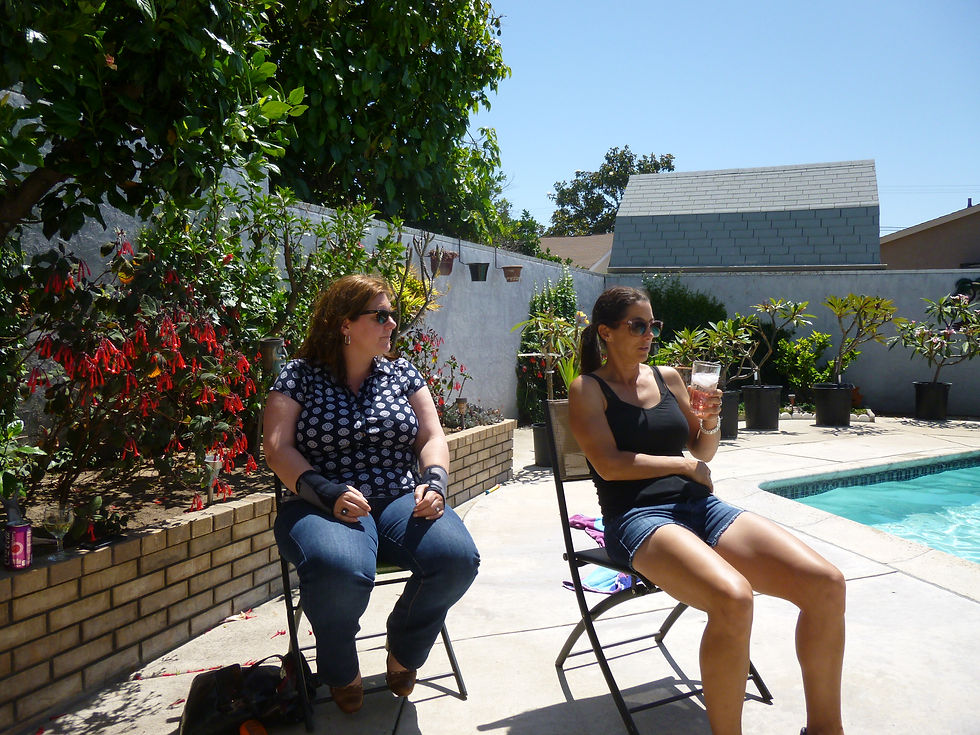 Clare & Shelley poolside