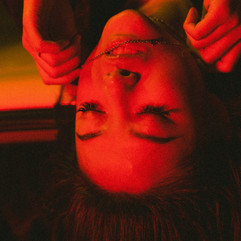 close up of red woman
