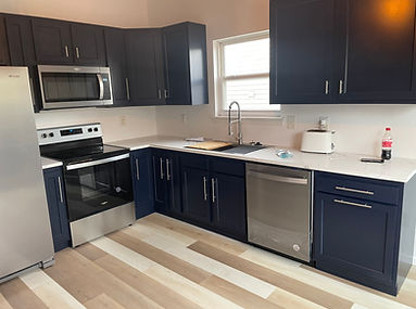 Painted cabinets quartz counter kitchen remodel