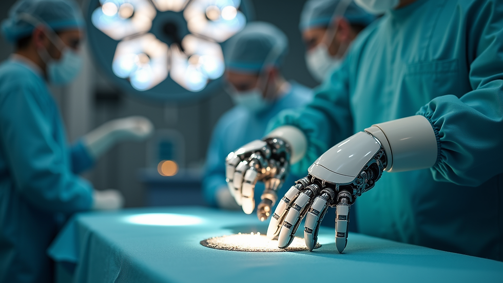 Close-up view of a robotic surgical system in action
