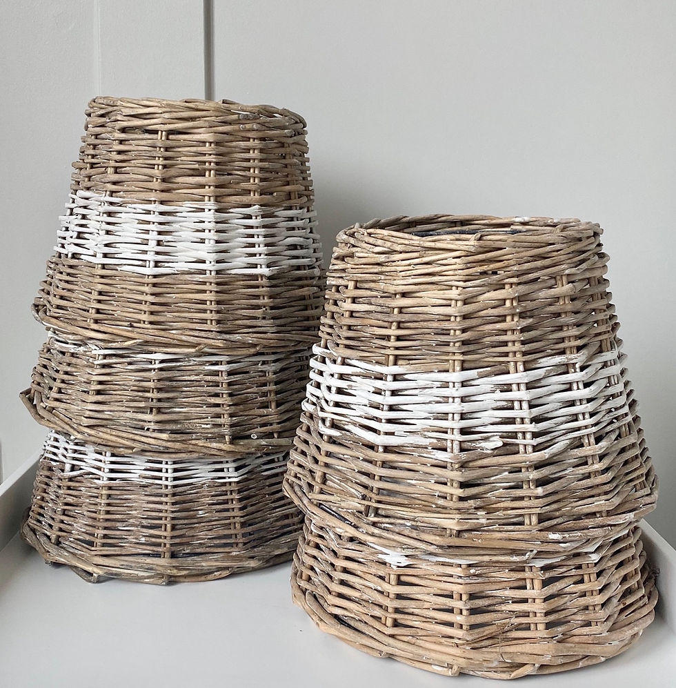Rustic Wicker Rattan White Wash Lampshade 20 cm