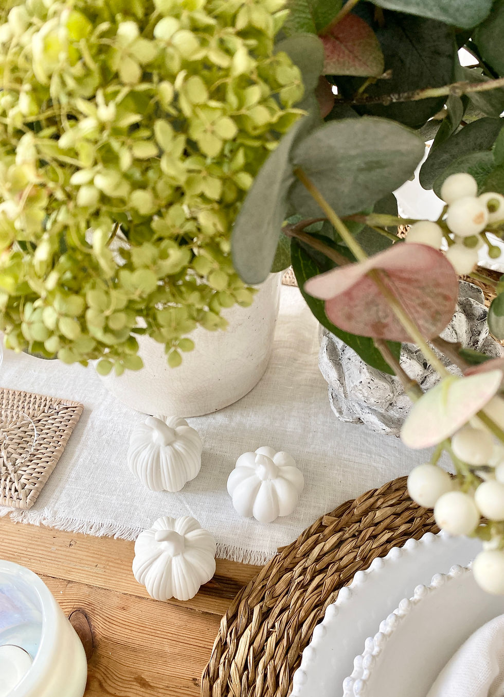 White Matt Ceramic Pumpkins Set Of 3