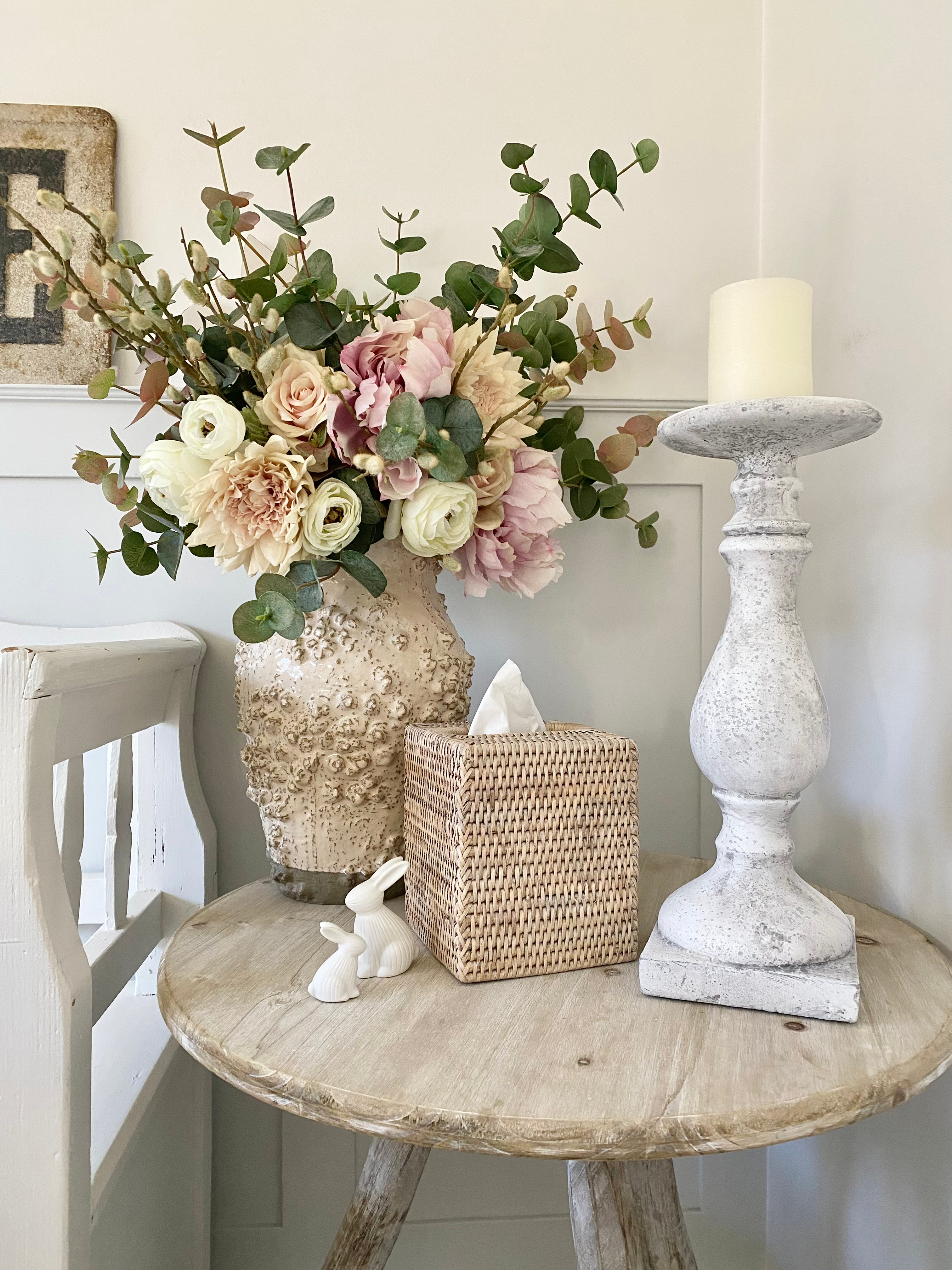 Tall Rustic Stone Candlestick Large