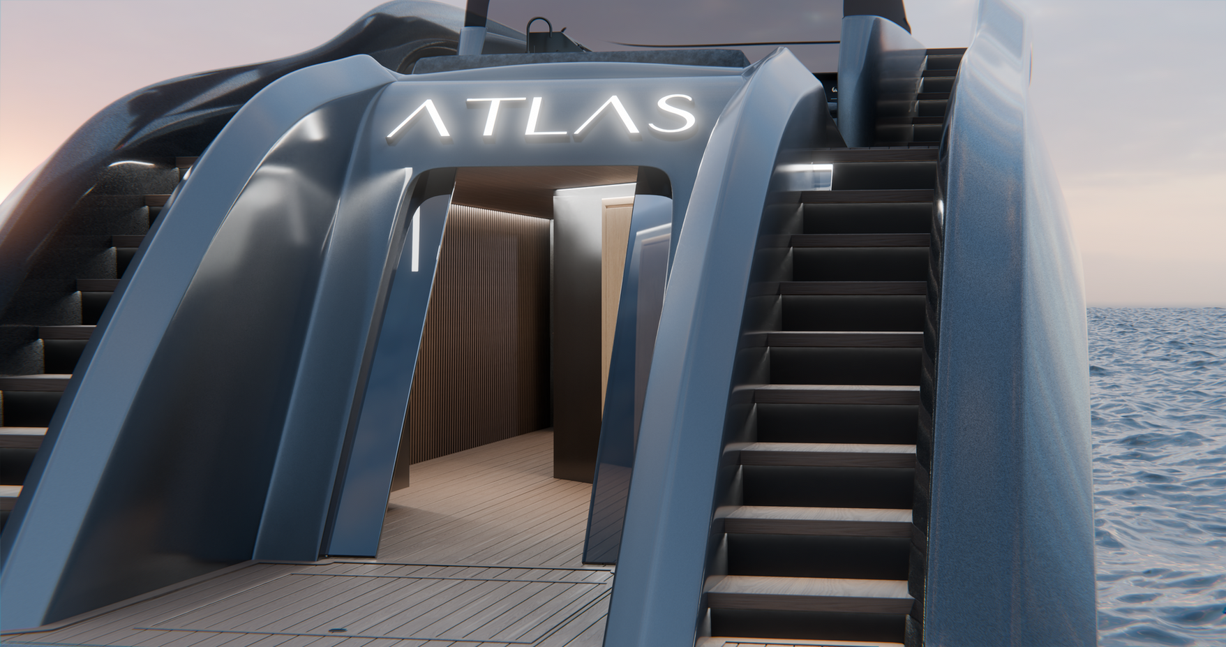 yacht back 3d rendering