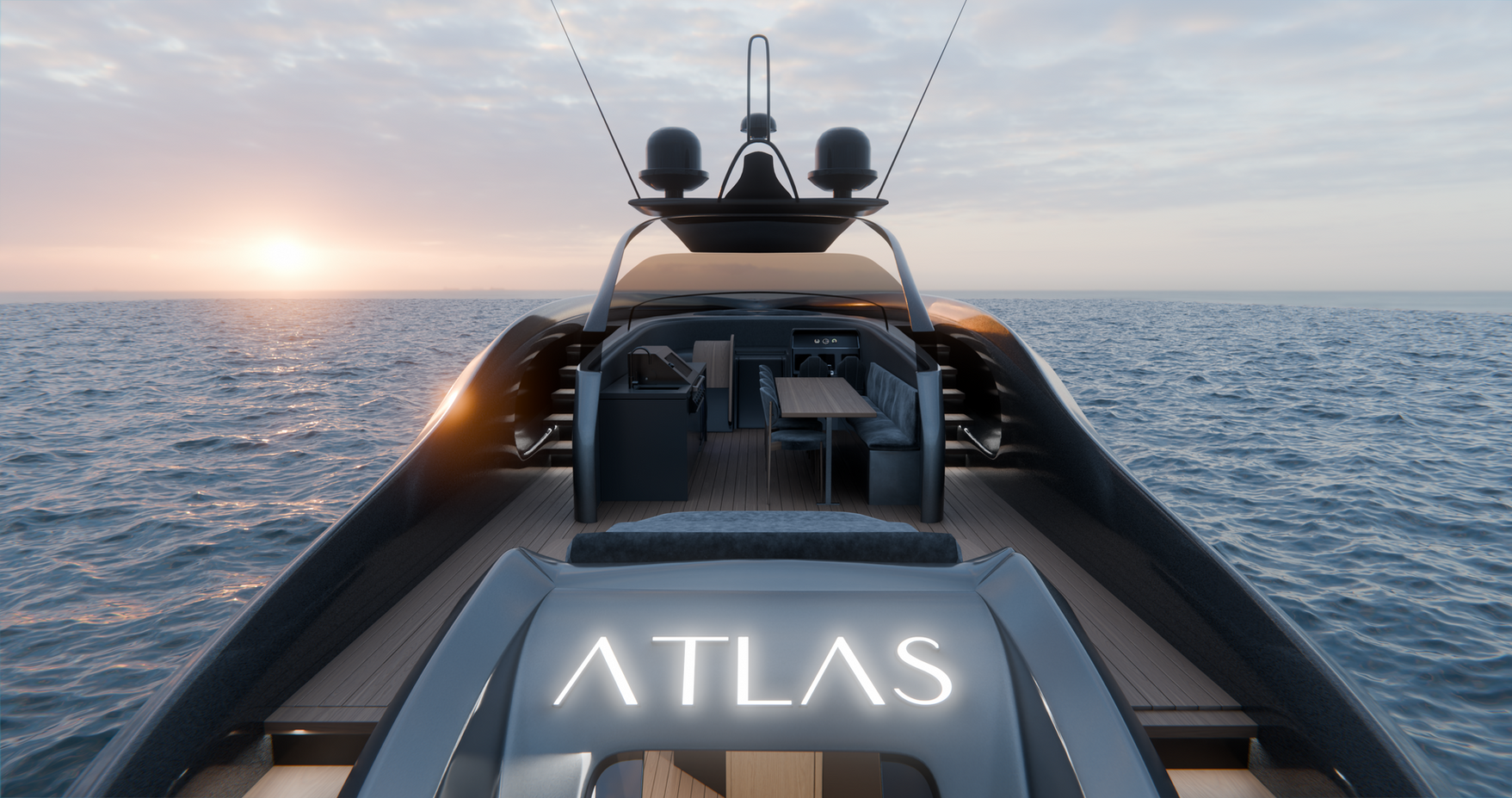 yacht back 3d rendering