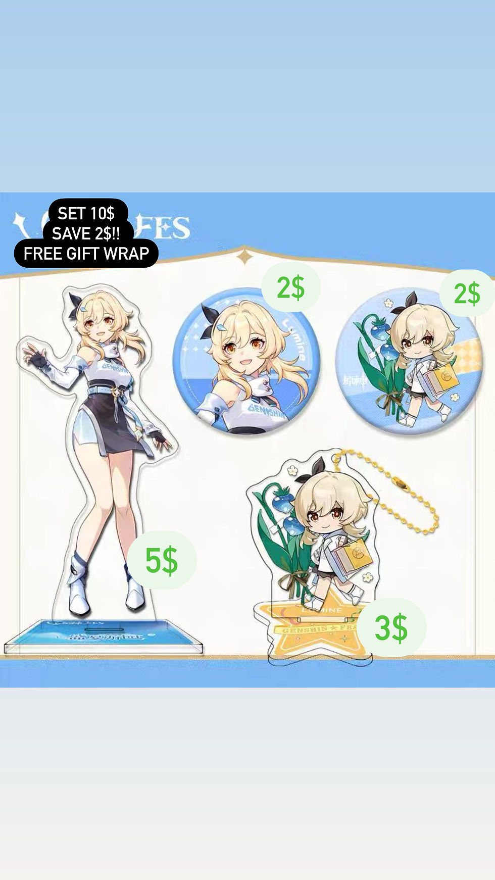 Thumbnail: [Check description] Aether Lumine Paimon Standee/Keychain/Badge