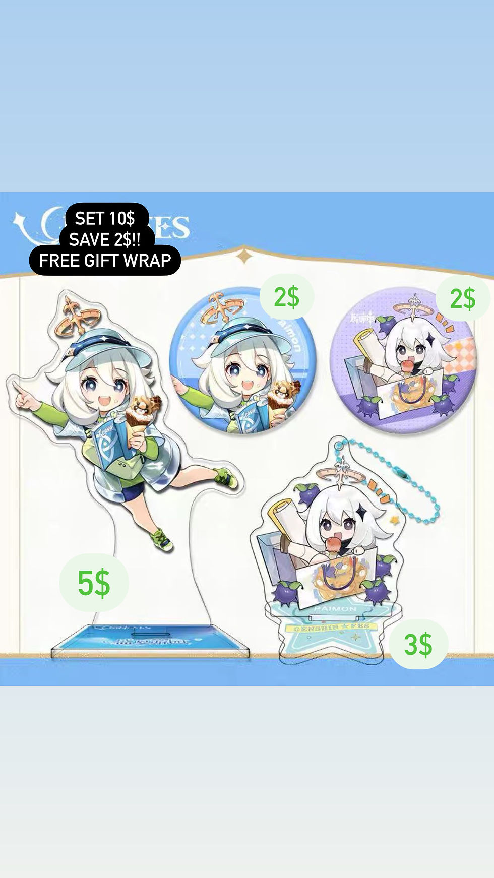 Thumbnail: [Check description] Aether Lumine Paimon Standee/Keychain/Badge
