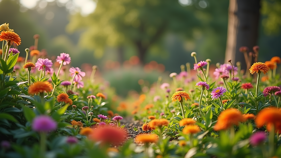 Close-up view of a vibrant garden filled with diverse plants