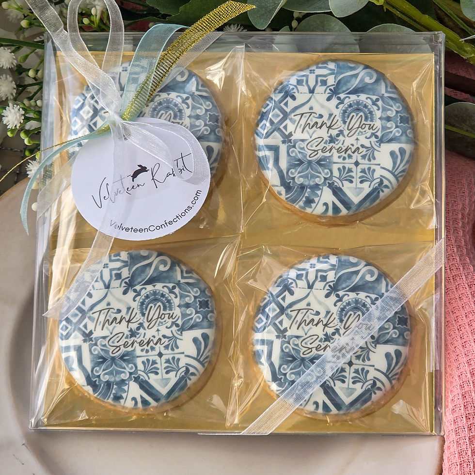 Thumbnail: Blue Tiles Personalised Biscuits Gift Box, 4 Biscuits