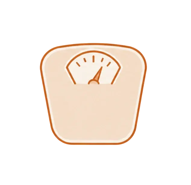 Vector illustration of a bathroom scale with a simple, clean design. The icon features a soft color palette against a dark background, evoking a minimalist and health-focused aesthetic.