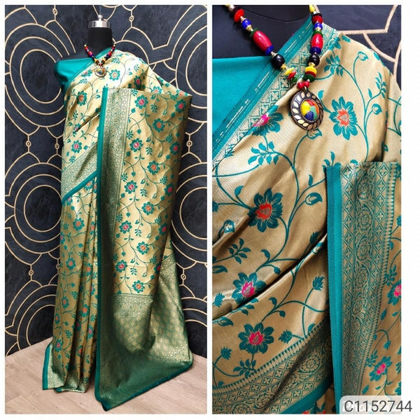 Cotton Silk Jacquard Weaving Sarees (PR76F)