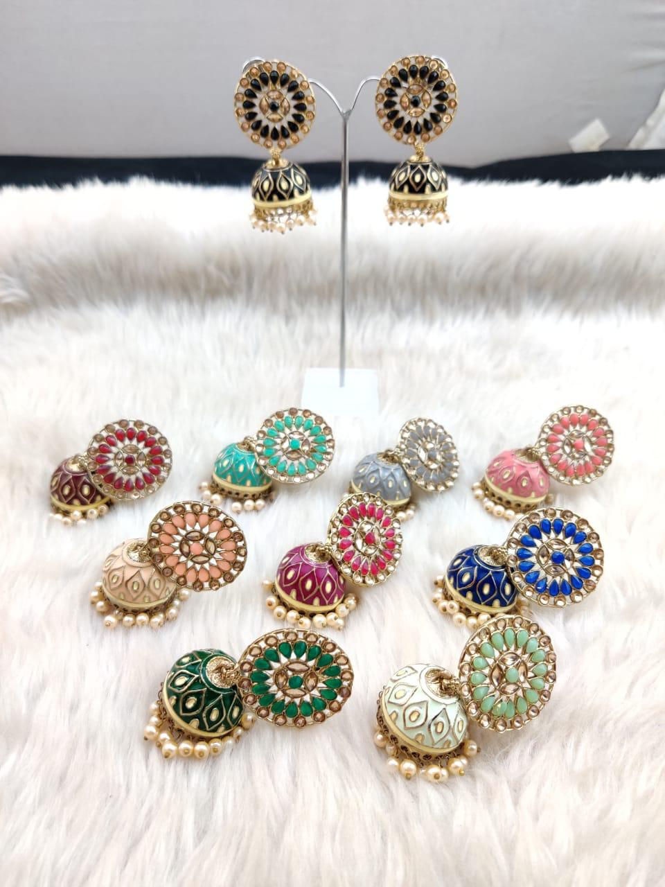 Thumbnail:  Meenakari Designs Jhumkas (SA399) 