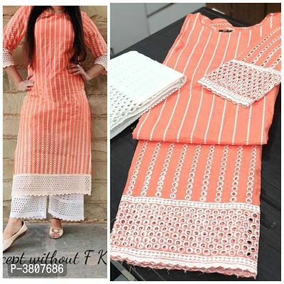 Thumbnail: Elegant Cotton Chikankari Kurta Bottom Set(PR78) 