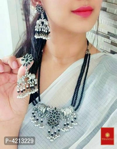 Thumbnail:  German Silver Beaded Necklace Set (PR443F) 