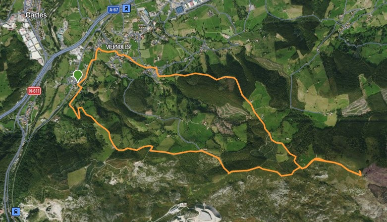 Imágen satélite de la ruta
