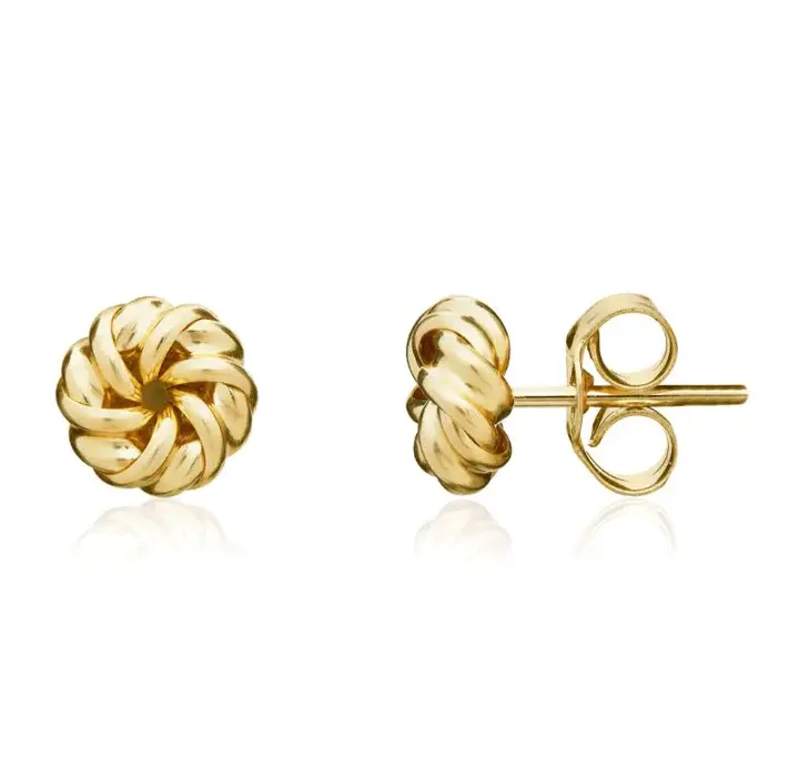 Gold swirl knot stud earrings - 9CT
